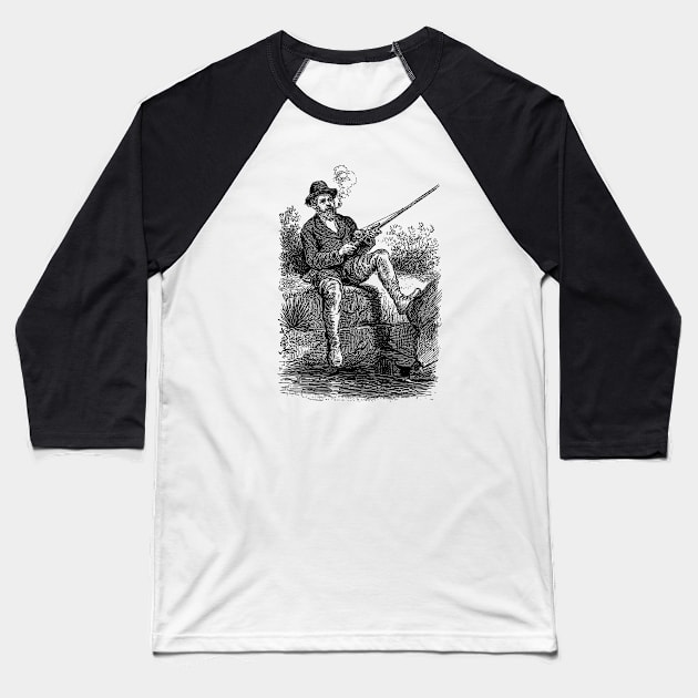 Sketch old man fishing Baseball T-Shirt by American VIP